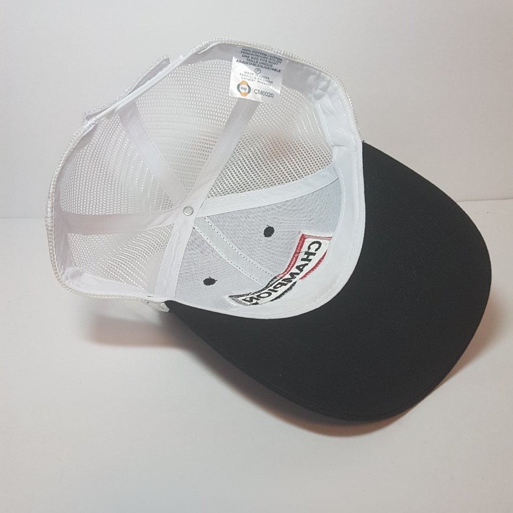 Vintage CHAMPION SPARK PLUGS Hat Snapback Trucker Hat Classic Cap Black Red Mesh - Picture 10 of 13